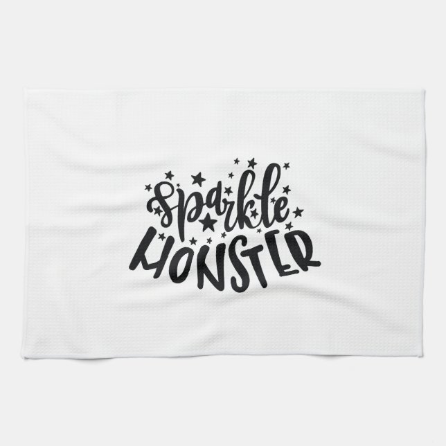 Sparkle Monster Halloween Kökshandduk (Horisontell)