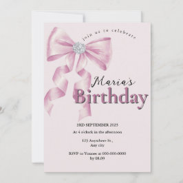 Sparkle Pink Coquette Bow 1st Inbjudningar