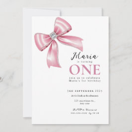 Sparkle Pink Coquette Bow 1st Inbjudningar