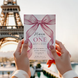 Sparkle Pink Coquette Bow 1st Inbjudningar