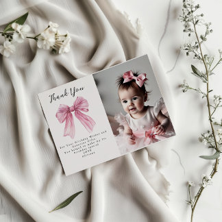 Sparkle Pink Coquette Bow 1st Inbjudningar