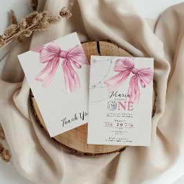 Sparkle Pink Coquette Bow 1st Inbjudningar