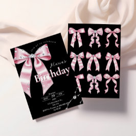 Sparkle Pink Coquette Bow 1st Inbjudningar