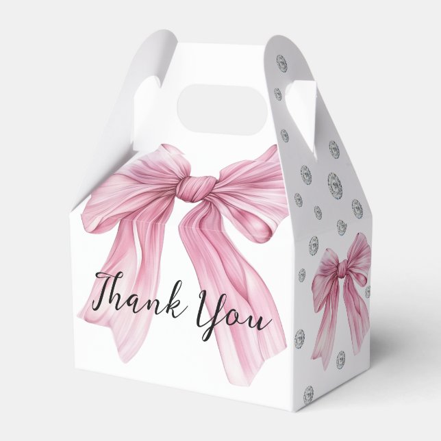 Sparkle Pink Coquette Bow 1st Presentaskar (Framsidan Sidan)