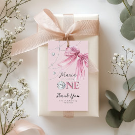 Sparkle Pink Coquette Bow 1st Presentetikett