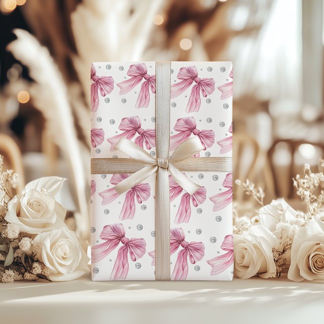 Sparkle Pink Coquette Bow 1st Presentpapper (Skapare uppladdad)