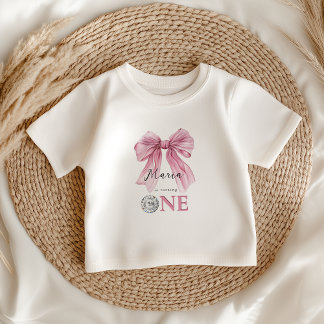 Sparkle Pink Coquette Bow 1st T Shirt