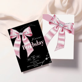 Sparkle Pink Coquette Bow Birthday Inbjudningar