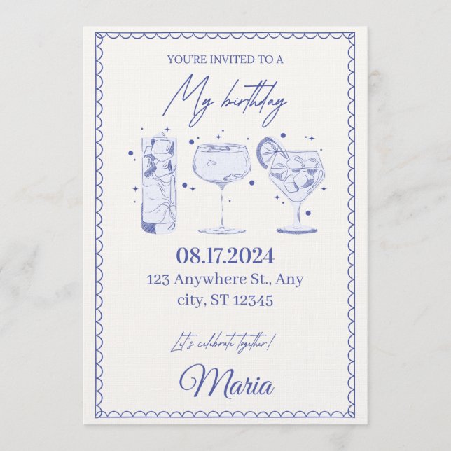 Sparkle & Pop! Editable Birthday Bash Invitation Inbjudningar (Framsida)