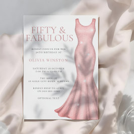 Sparkle Shimmer Dress 50th Birthday Party Inbjudningar