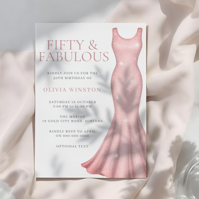 Sparkle Shimmer Dress 50th Birthday Party Inbjudningar (Skapare uppladdad)