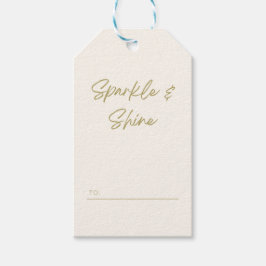 Sparkle & Shine | Vit Guld Kalligrafi Jul Presentetikett