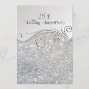 Sparkle Silver 25-års bröllopsjubileum-ver2 Inbjudningar