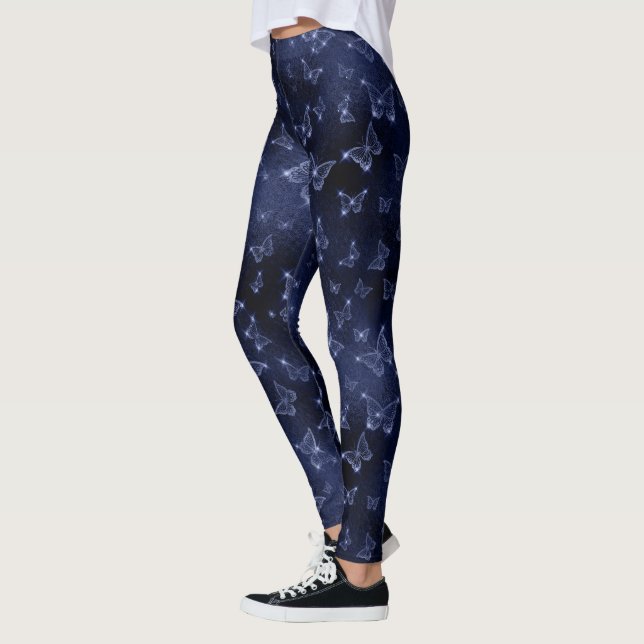 Sparkle Silver Glam Butterflies  Leggings (Vänster)