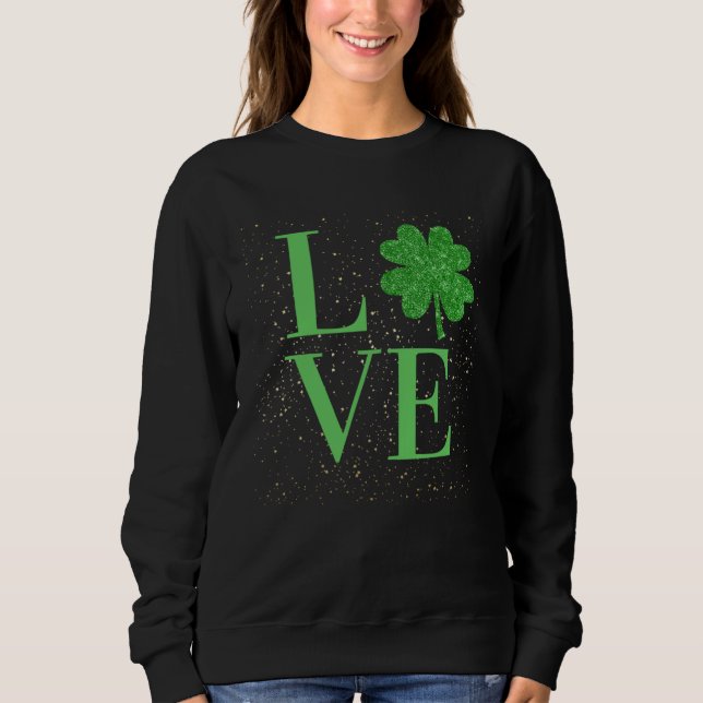 Sparkle St Patricks Day love four leaf c T Shirt (Framsida)