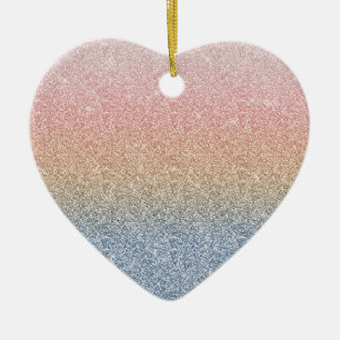 Sparkler av Ro Guld Blue Ombre Glitter Julgransprydnad Keramik