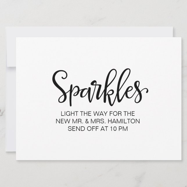 Sparkler Avskeds Skylt | Enkel Kalligrafi Inbjudningar (Framsida)