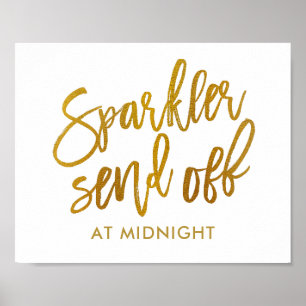Sparkler Avskeds Tecken Falsk Guld Folie Borst Poster