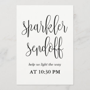 Sparkler Avskeds Tecken - Vacker Kalligrafi Inbjudningar