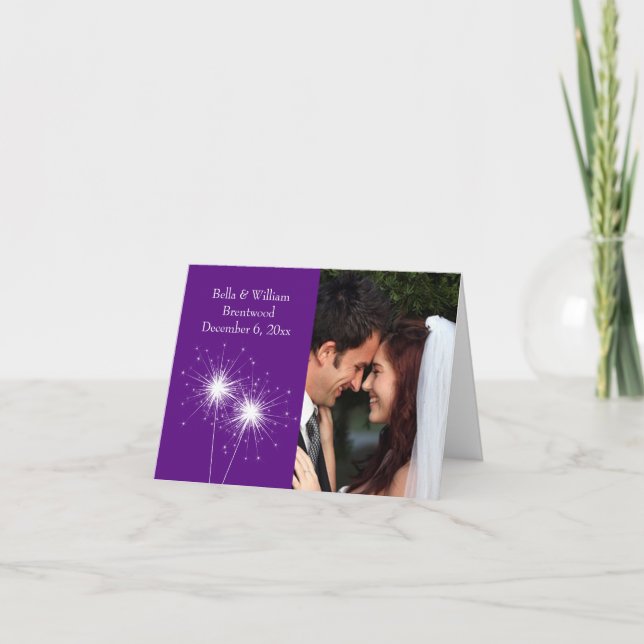Sparkler Bröllop Tacksamhetskort lila Tack Kort (Framsida)