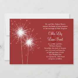 Sparkler i Röda bröllopsinbjudan Inbjudningar