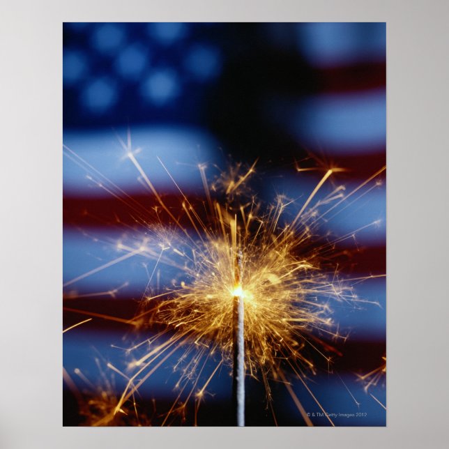 Sparkler med amerikansk Flagga Poster (Framsidan)