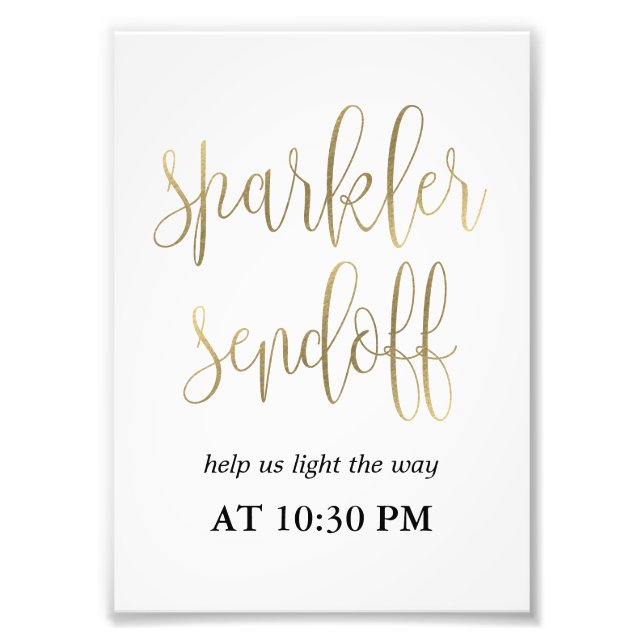Sparkler Sendoff-signatur Välj ditt Storleka Faux  Fototryck (Framsidan)