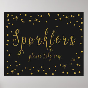 Sparkler, ta en på skylten guld och svart poster