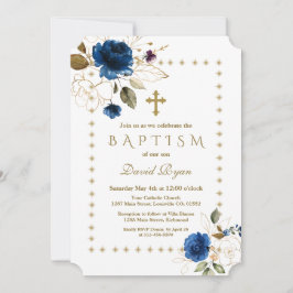 Sparkles Baptism i lyxflottan Blommigt Guld Glitte Inbjudningar