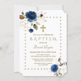 Sparkles Baptism i lyxflottan Blommigt Guld Glitte Inbjudningar
