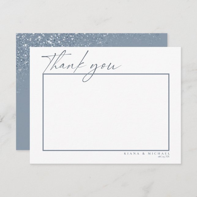 Sparkles Bröllop Tack Dusty Blue ID889 (Fram/baksida)