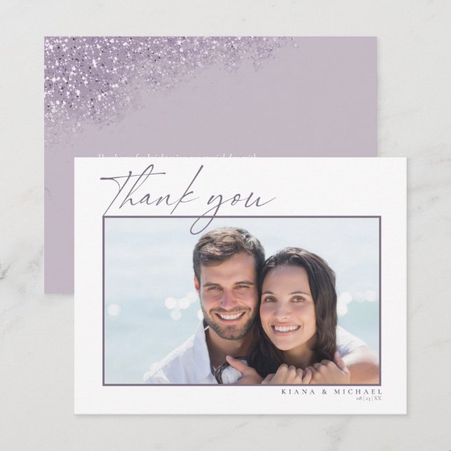 Sparkles Bröllop Tack Mauve ID889 Kort (Fram/baksida)