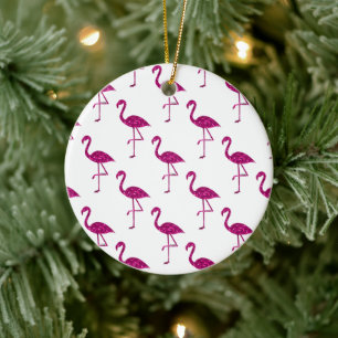 Sparkles flamingo Rosa glitter mönster Julgransprydnad Keramik