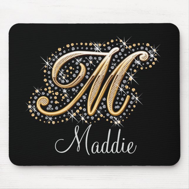 Sparkles- & glitterdiamantmonogram Mousepad Musmatta (Framsidan)