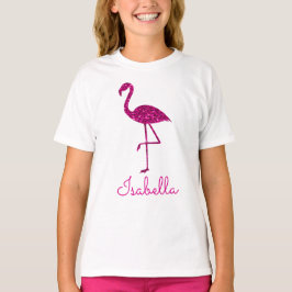 Sparkles i lågflamingo i Rosa glitter T Shirt