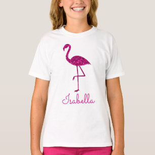 Sparkles i lågflamingo i Rosa glitter T Shirt