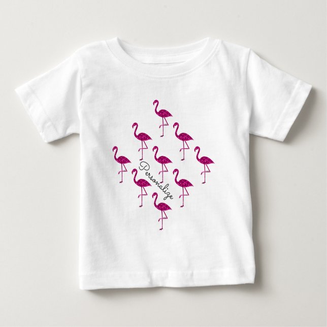 Sparkles i lågflamingo i Rosa glitter Tee Shirt (Framsida)