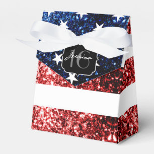 Sparkles röd blått för USA flaggan glitter söt Presentaskar