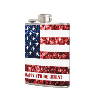 Sparkles röd blått för USA flaggan lycklig 4th Fickplunta