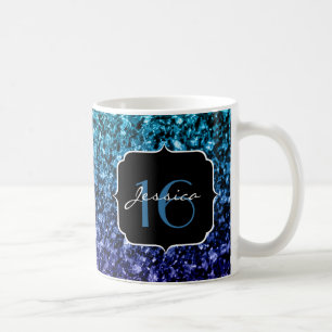 Sparkles söta 16 för AquablåttOmbre glitter Kaffemugg