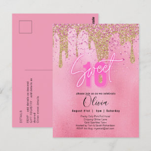 Sparkles Sweet16 Söt Girly Rosa 16:e födelsedagen Vykort