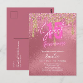 Sparkles Sweet16 Söt Girly Rosa 16:e födelsedagen Vykort