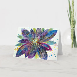 Sparklesettia Watercolor Poinsettia Greeting Card Kort