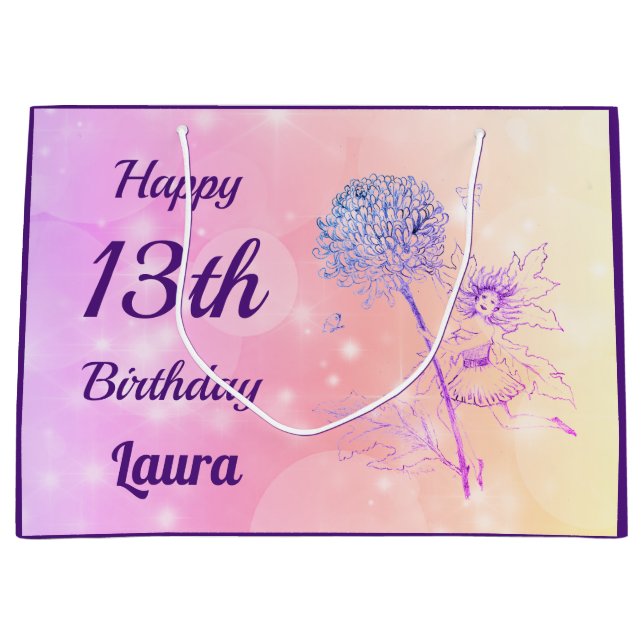 Sparkling 13th födelsedag för rosablommafe (Framsidan)