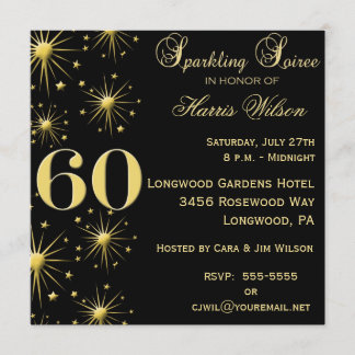 Sparkling 60th födelsedaginbjudningar för Soiree Inbjudningar