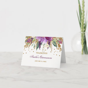 Sparkling Amethyst Quinceanera för blom- glitter Tack Kort