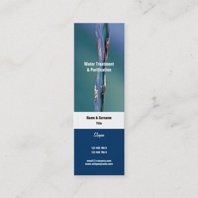 Sparkling ANPASSNINGSBAR för vattenfotografi Mini Visitkort (Framsida)