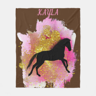 SPARKLING BLACK HORSE PERSONLIG BLANKET. ULL FLEECEFILT