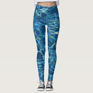 Sparkling blåttsimbassängvatten leggings