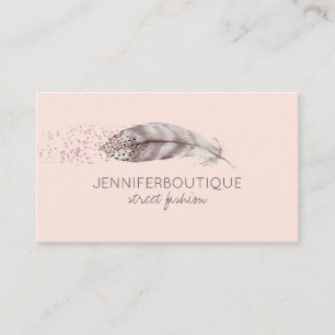 Sparkling Boho Girly rosa Feather Visitkort